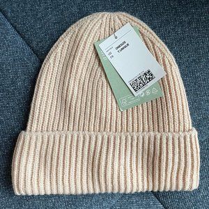 H&M Rib Knit Hat Cuff Beanie Light Pink NWT